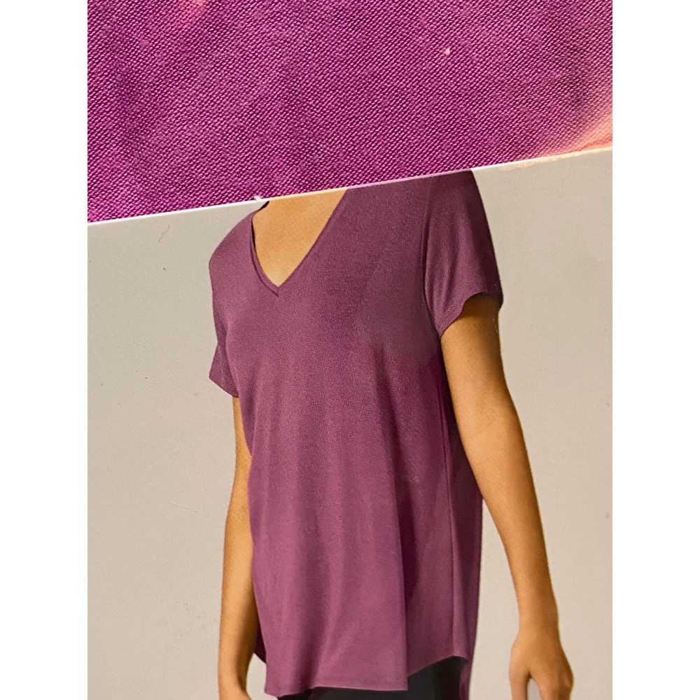 Hue‎ Perfect Legging Tee Rosebud Pink V-Neck Hi-Low Hem Shirt Womens Lg NWT